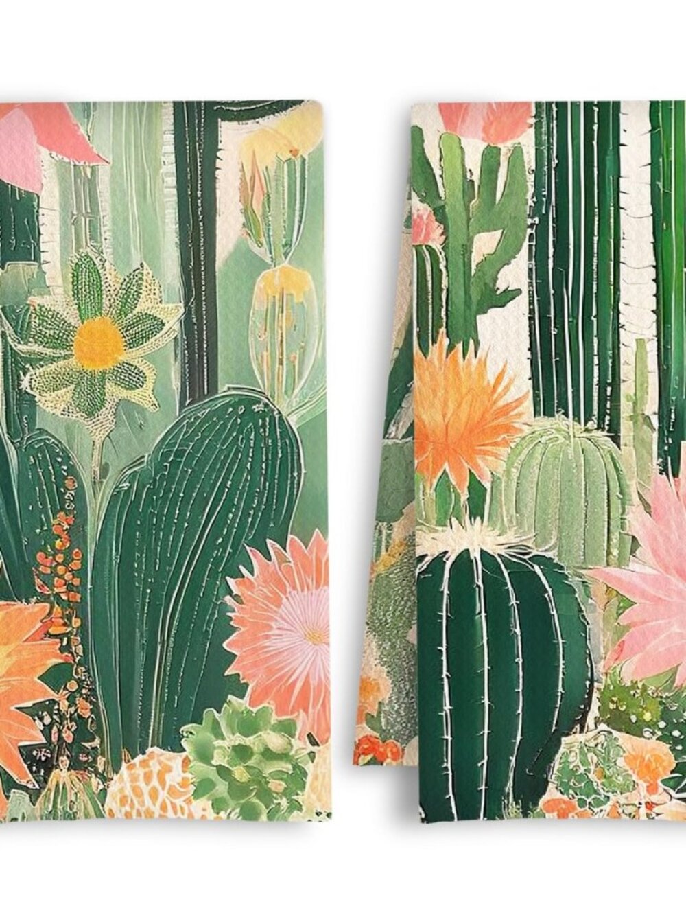 Boho Mexican Cactus Floral Kitchen Towels, Vintage Western Dish Tea Towels